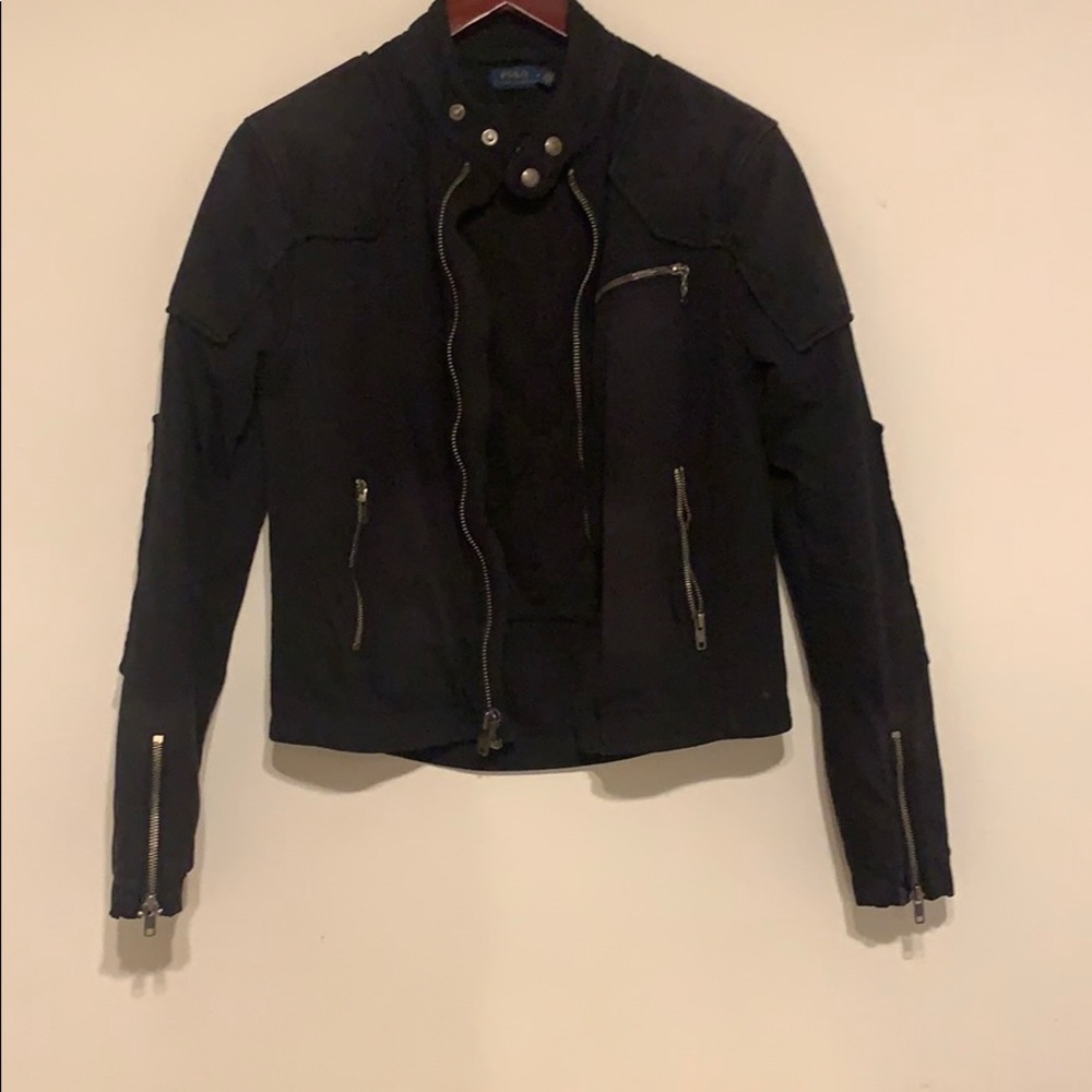 Polo black knit moto jacket